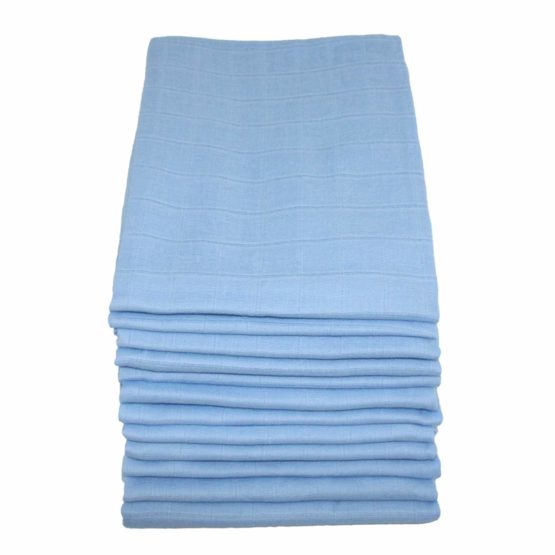 MuslinZ 100% Cotton Baby Muslin Squares 70x70cms (Blue, 12 pack)