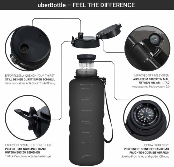 720°DGREE Water Bottle “uberBottle“ +Fruit-Infuser - 350ml, 500ml, 650ml, 1L - BPA-Free Tritan, Leakproof, Reusable - Sports Drinking Bottle for Kids, Gym, Fitness, Outdoor, Cycling, School - Image 2