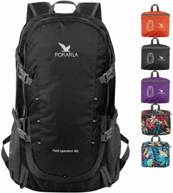 POKARLA 40L Lightweight Packable Backpack Hiking Daypack Walking Rucksack Foldable Camping Sports Outdoor Knapsack for Women Men