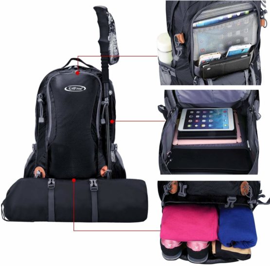 G4Free 50L Rucksack Hiking Backpack Mountaineering Bag Waterproof Travel Camping Trekking Daypack Outdoor Sports Backpack with Rain Cover for Men Women - Image 2