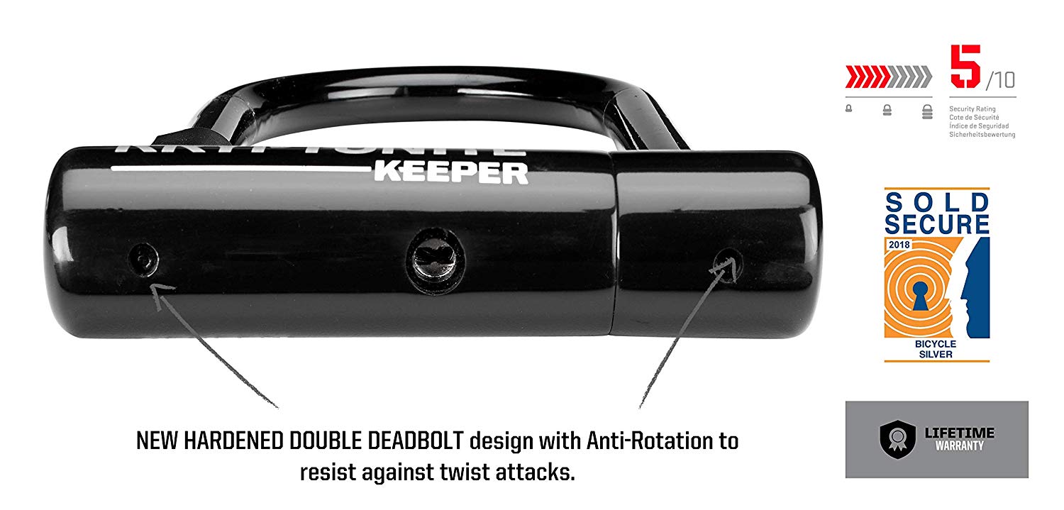 Kryptonite Keeper Standard Bike U-Lock, Heavy Duty Anti-Theft Bicycle U Lock Sold Secure Silver - Image 3