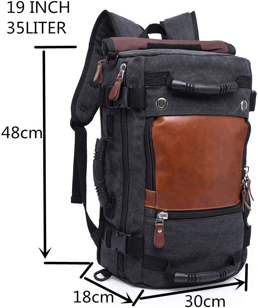 Travel backpack for Men 30L Carry-on Flight Canvas Vintage Duffel Bag Outdoor Sports Casural Daypack, Dark Grey - Image 2