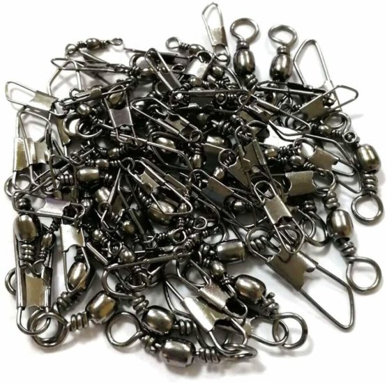SHADDOCK 100pcs Barrel Swivel with Safty Snap Connector Fishing Tackle Box Kit,Size 6#,8#,10#,12#,14# - Image 3