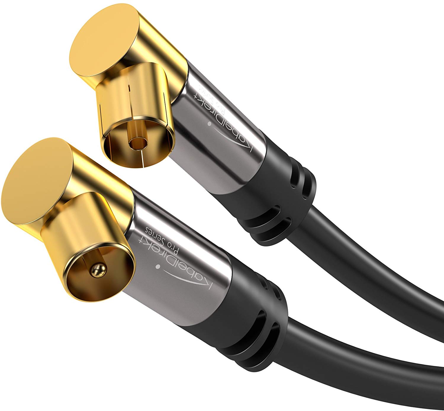 KabelDirekt, 4K TV Aerial Cable, Coaxial Cable, 90° Angled, 0.5m, Digital & Analogue