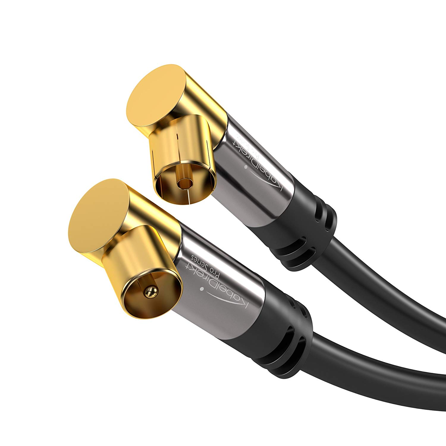 KabelDirekt, 4K TV Aerial Cable, Coaxial Cable, 90° Angled, 12.5m, Digital & Analogue