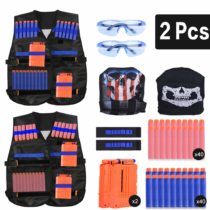EXTSUD Kids Tactical Vest, 2 Sets Tactical Vest for Nerf Guns N-Strike Elite Series with 80Pcs Refill Darts, 2 Reload Clips, 2 Tactical Masks, 2 Wrist Bands and 2 Protective Glasses
