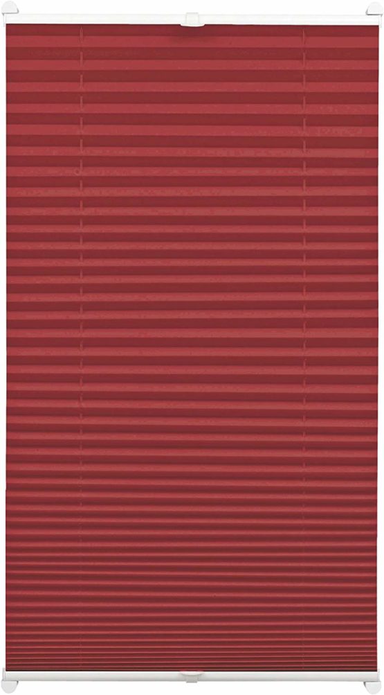 GARDINIA Pleated Blind for Clamping, Opaque Folding Blind, Mounting Kit Included, EASYFIX Pleated Blind with Two Operating Rails, Bordeaux Red, 70 x 130 cm (WxH)