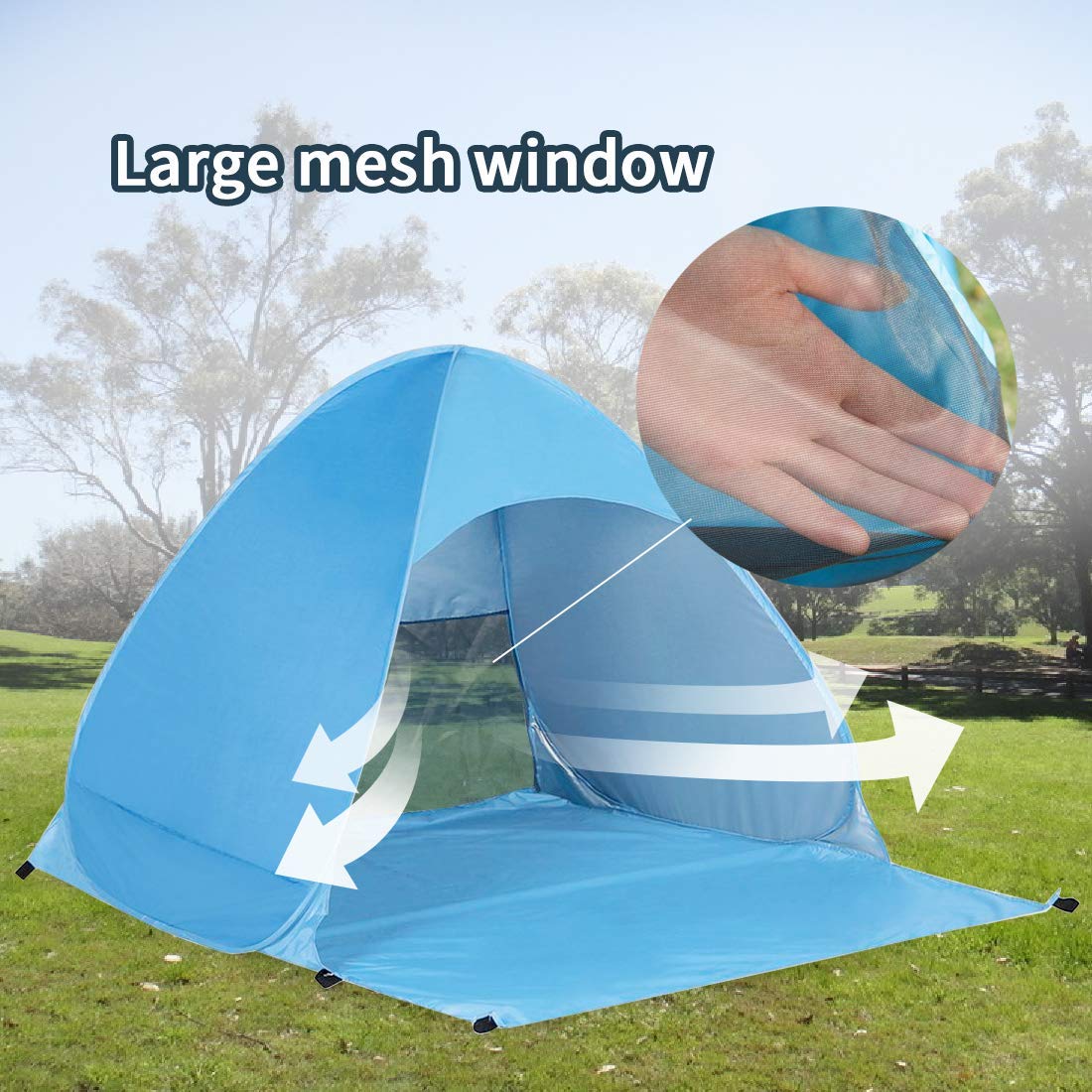 Kratax Pop Up Beach Tent for 1-3 Person Rated UPF 50+ for UV Sun Protection Waterproof Sun Shelters for Family Camping Fishing - Image 4