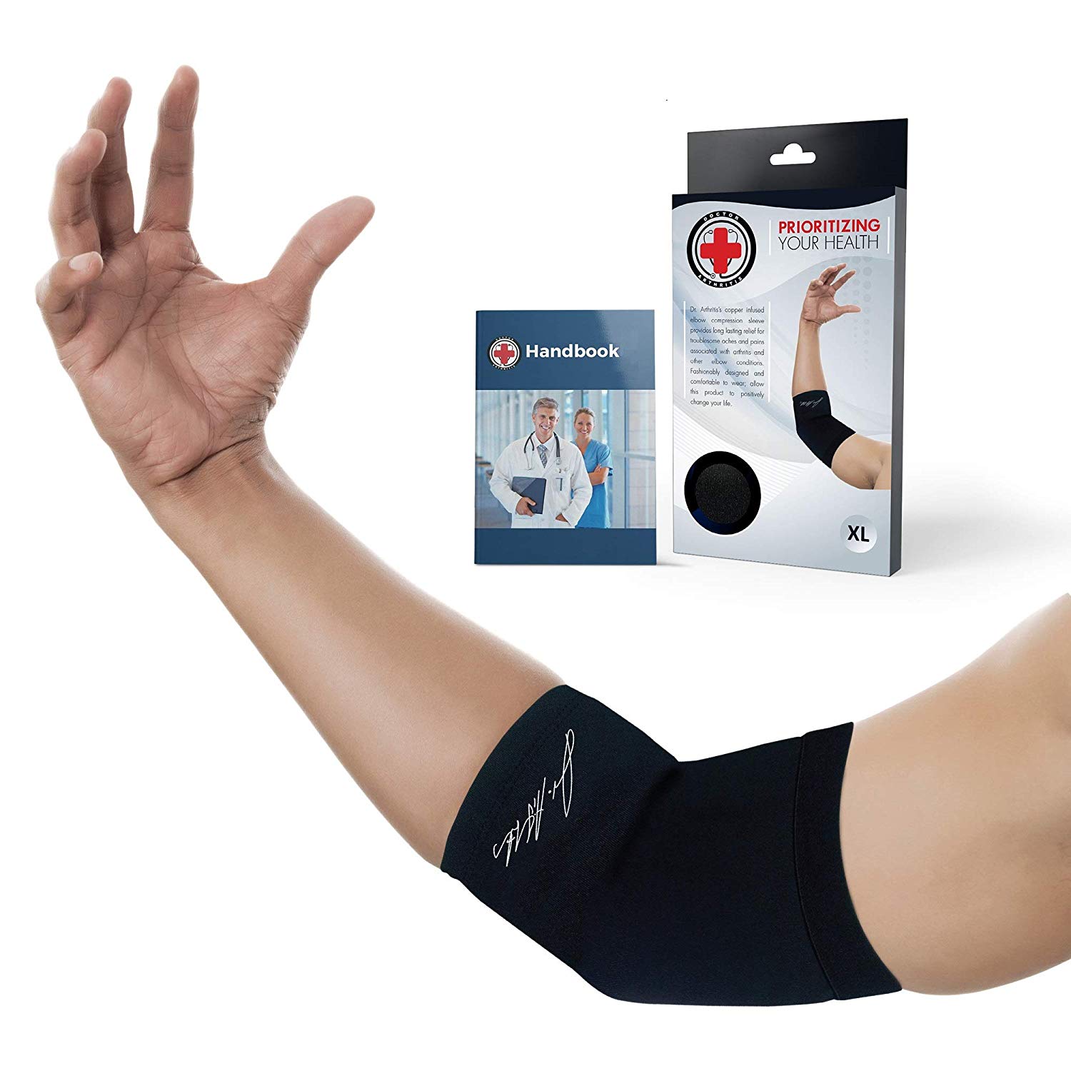 Dr.Arthritis Doctor Developed ladies pink elbow compression sleeve and & Doctor Handbook
