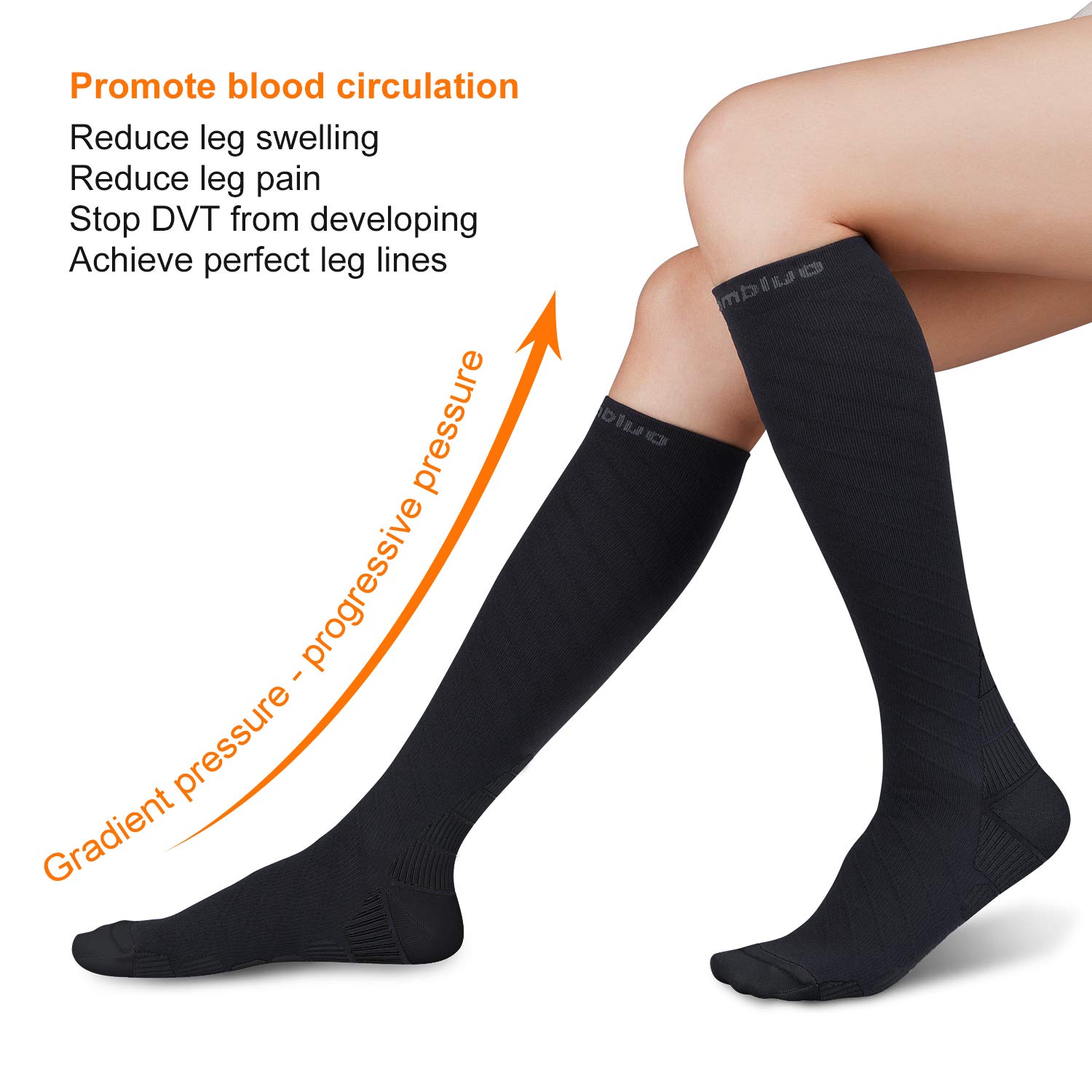 CAMBIVO Compression Socks for Women & Men 2 works, Flight Socks Compression Stockings Running Socks for Calf & Ankle Support - Image 2
