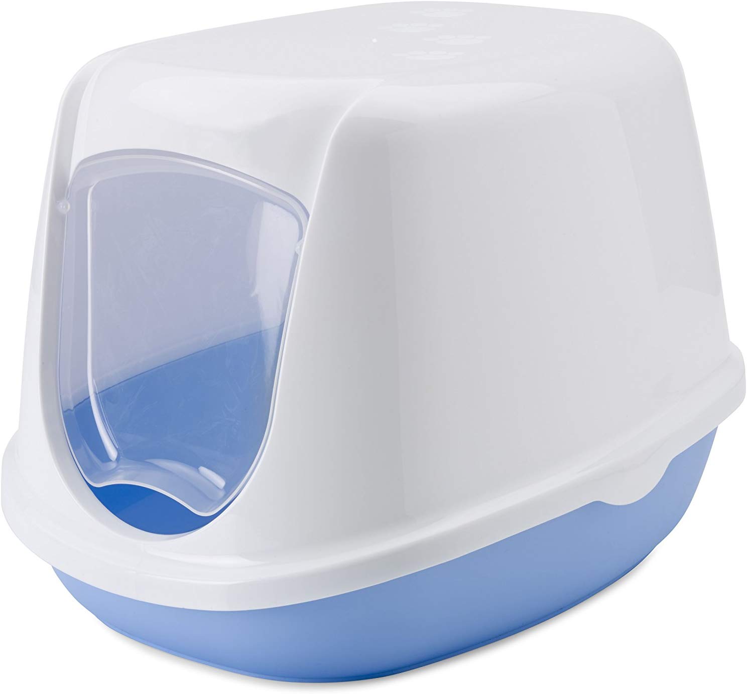 Savic Cat Litter Pan Duchesse with Door, 44 x 35 x 32 cm, Blue-White, 44.5x35.5x32