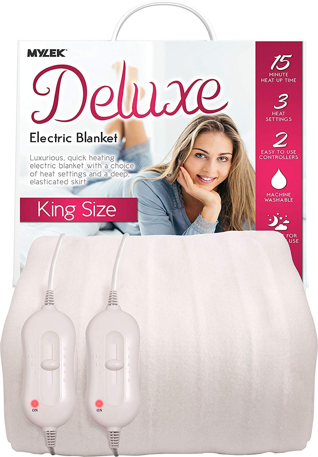 MYLEK Electric Blanket King Size Bed Fitted Heated Mattress Cover Underblanket Dual Control, Elasticated