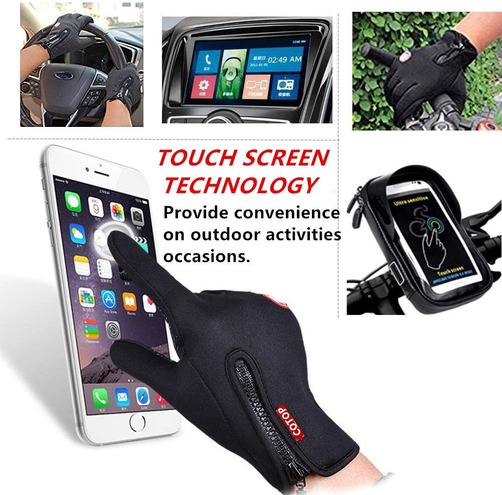 COTOP Winter Warm Gloves for Men Women Outdoor Windproof Touchscreen Gloves Water Resistant Anti Slip for Running Cycling Walking Riding Driving-M - Image 3