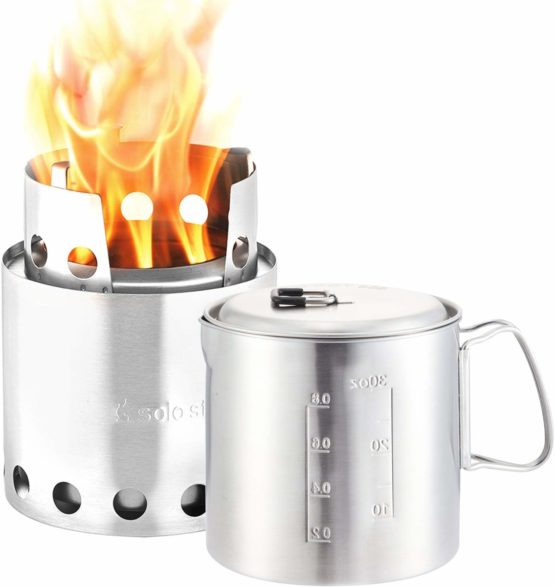 Solo Stove & Solo Pot 900 Combo: Lightweight Woodburning Cooking System for Backpacking, Camping, Kayaking, Cycling, Boy Scouts, Emergency Preparation