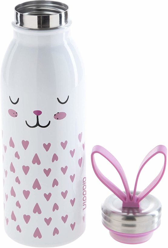 Aladdin Soft Silicone Fingerloop-Double Wall Vacuum Insulated Reusable Water Bottle, Stainless Steel, Bunny, 0.43L - Image 3