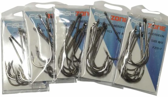Fishzone 100 Hooks Superior Classic ABERDEEN Sea Fishing Hooks.- Available in size 8/0, 6/0, 4/0, 3/0, 2/0, 1/0, 1, 2, 4 and 6 - Ideal for most Sea Fishing Needs