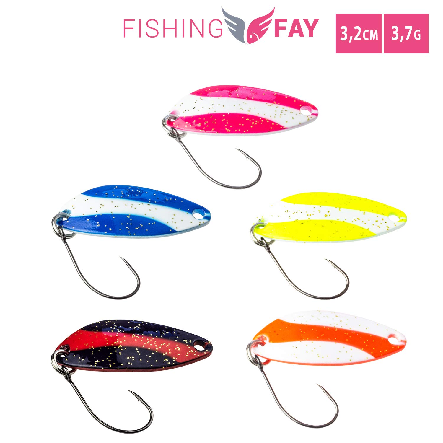 FISHINGFAY Trout Spoon Set SWING, Weight: 3.7 grams, length: 3.2 cm, trout lures, trout spoons