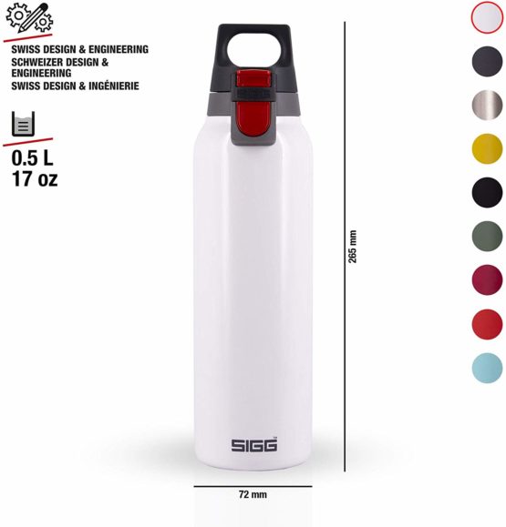 SIGG Hot & Cold ONE White Thermal Water Bottle (0.5 L), Pollutant-Free and Insulated Thermos Flask, One-Hand Use Stainless Steel Water Bottle - Image 4