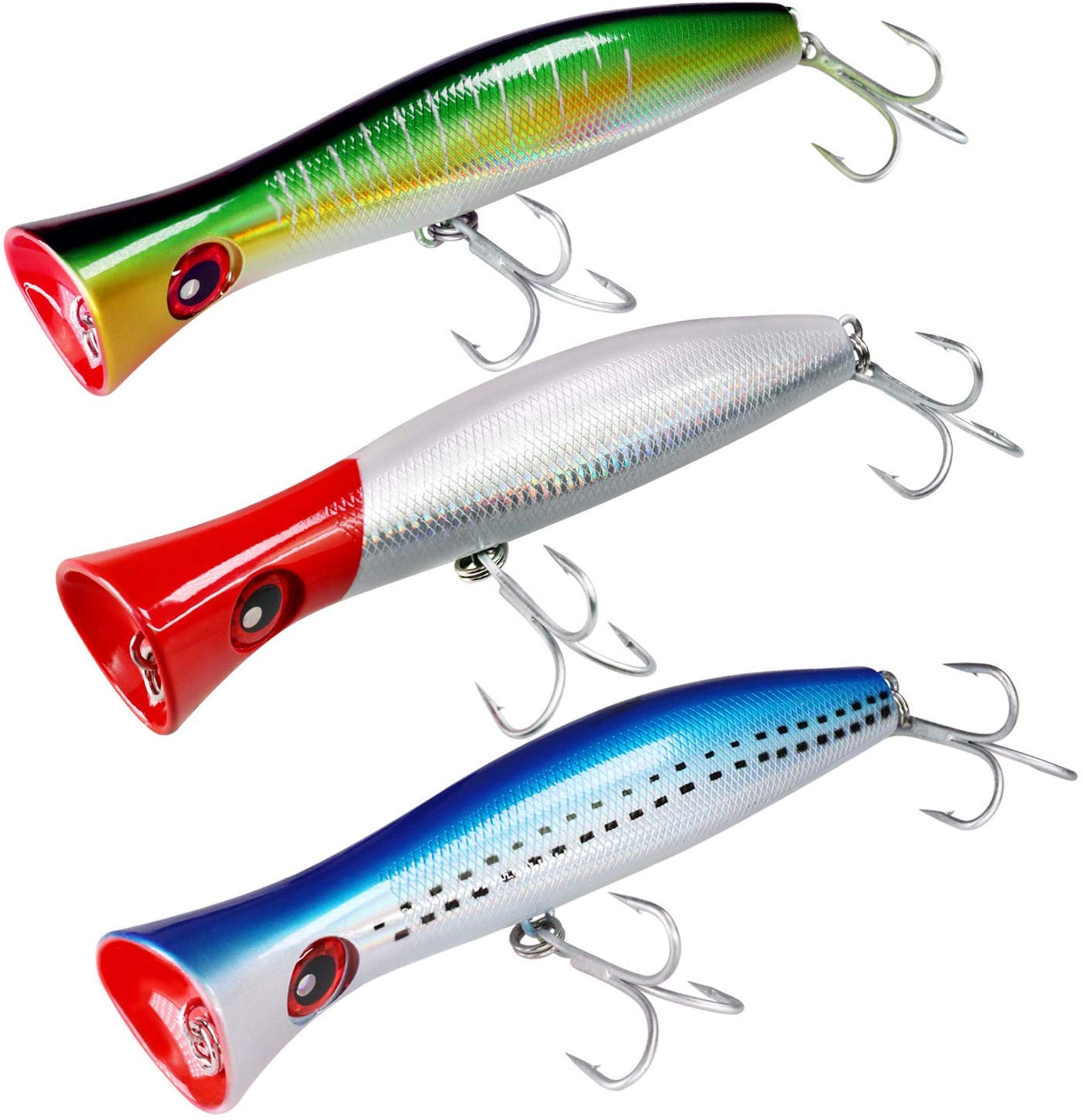 THKFISH Topwater Fishing Lures GT Popper Fishing Lure Saltwater Fishing Lures Tuna Popper Lures BlueLaser 1pc