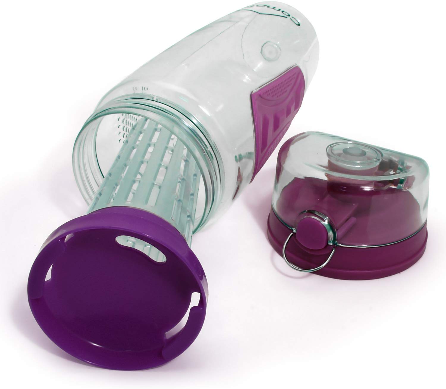 CampTeck U4685 1 Litre 1000ml Fruit Infuser Water Bottle (BPA Free Tritan Plastic) with Leak Proof Lid + Lock & Carry Handle - Purple - Image 3