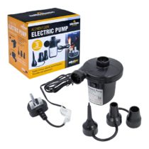 Milestone Camping 83150 Electric Air Pump / Inflate Or Deflate Airbeds, Paddling Pools & Other Toys / AC240V-130W / Portable & Lightweight / Includes 3 Nozzles
