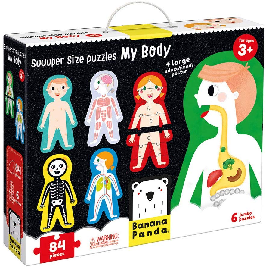 Banana Panda, Suuuper Size Puzzles My Body, Set of 6 Large Floor Puzzles for Learning for Children from 3 Years (English)