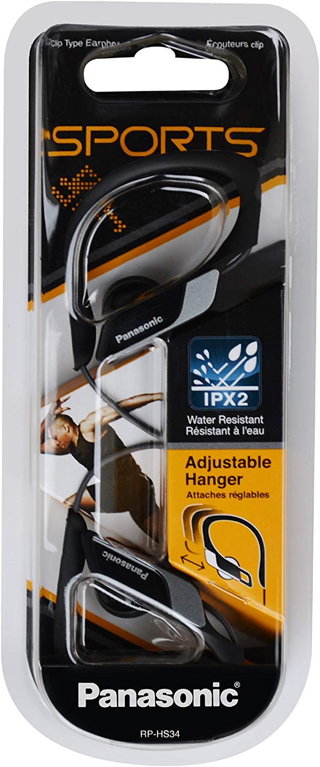 Panasonic RP-HS34E-K Water Resistant Sports Clip Earphones - Black - Image 2