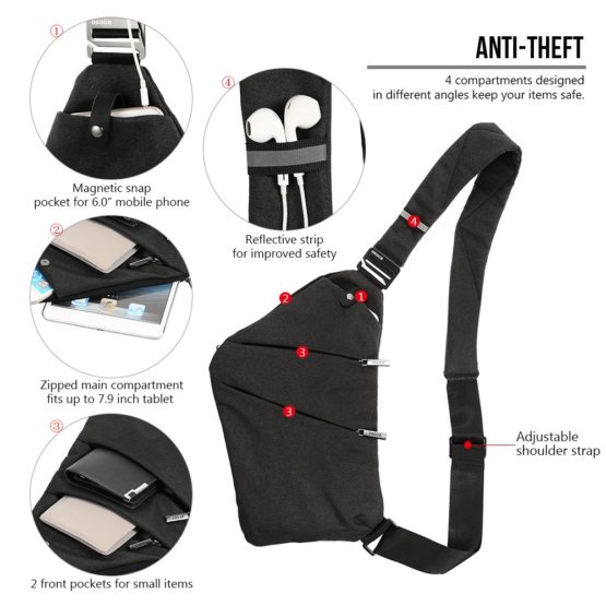 Lixada Sling Backpack Chest Bag Lightweight Outdoor Sport Travel Hiking Anti Theft Crossbody Shoulder Pack Bag Daypack for Men Women - Image 4