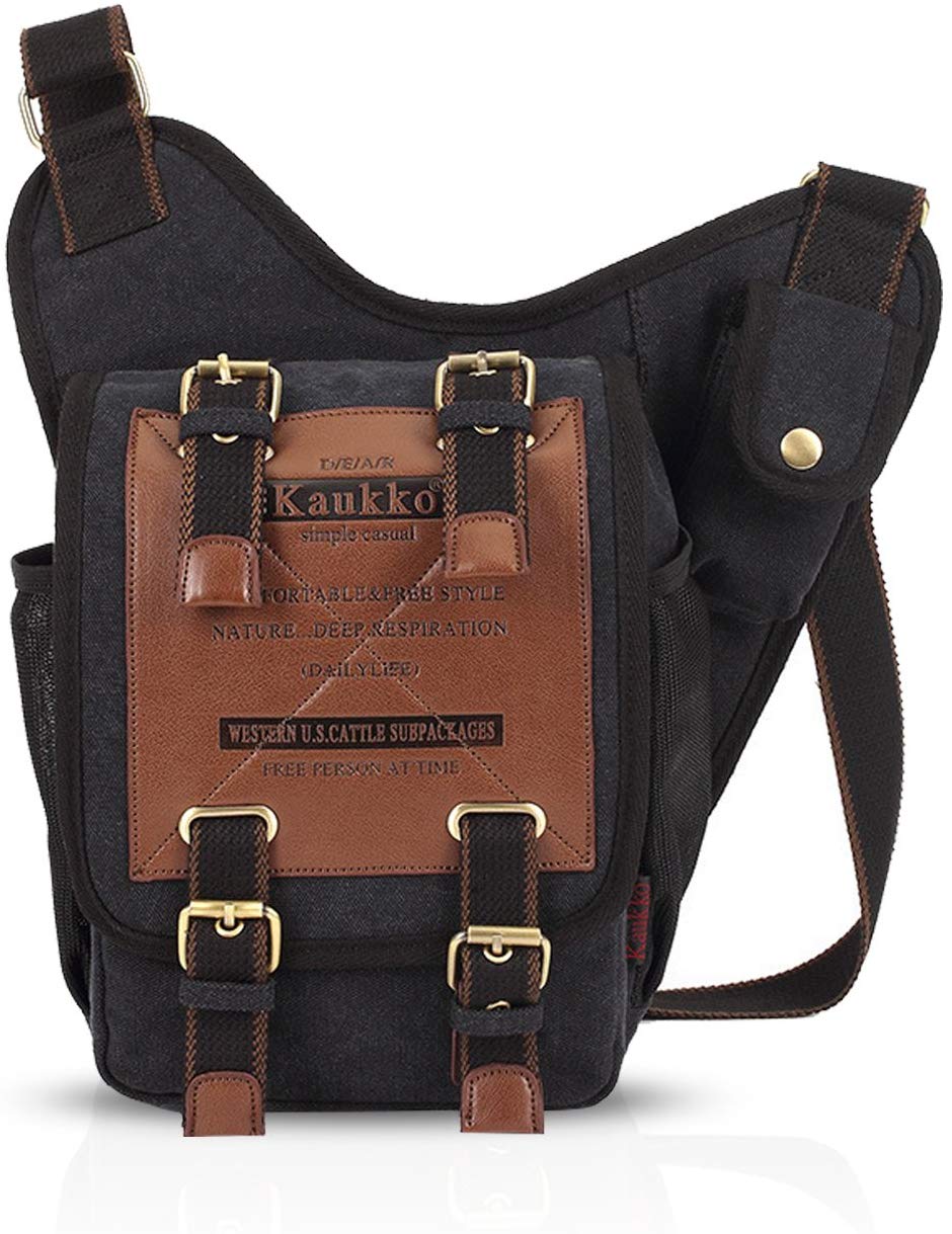 FANDARE Fashion Shoulder Backpack Cross Body Bag Sling Bag Chest Pack Bag Chest Strap Bag One Strap Sport Bag Backpack Men/Women Cycling Hiking Camping Outdoor Travel Bag Canvas Black