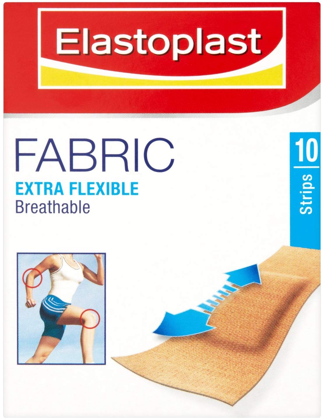 Elastoplast Extra Flexible Fabric Plaster Strips (10 x 10 Pieces), Extra Flexible Wound Care Fabric Plasters