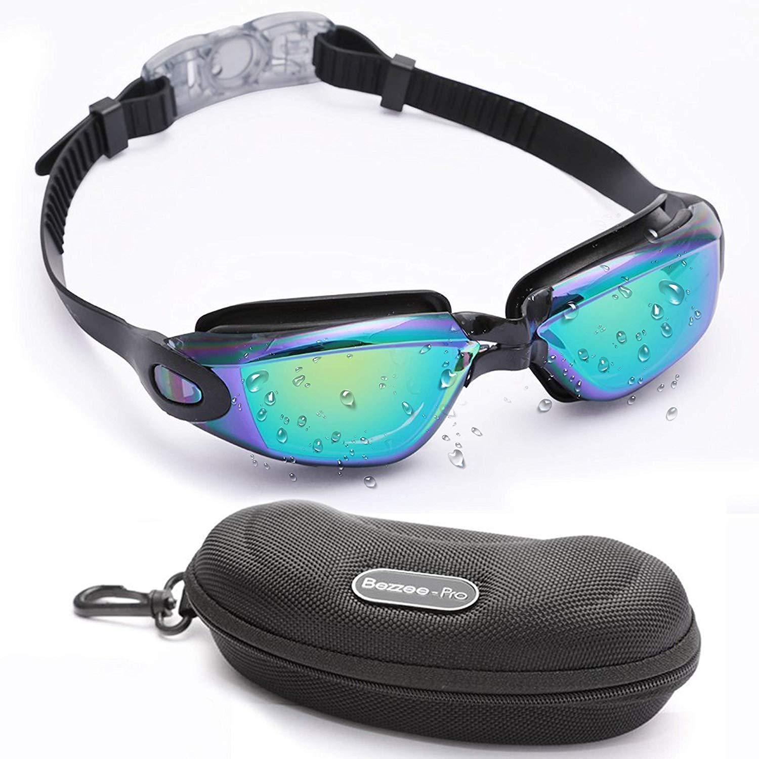 Bezzee Pro Swimming Goggles UV Protection & Anti Fog Swim Goggles with Storage 
