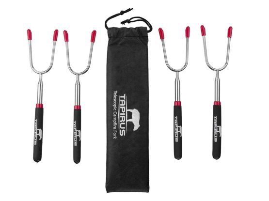 Tapirus Marshmallow Roasting Sticks | Set of 4 Extra Long Extendable Campfire Sticks | Protect Kids with Insulated Handles | Extendable Smore & Hot Dog Skewers | Heavy Duty Metal Camping Equipment - Image 3
