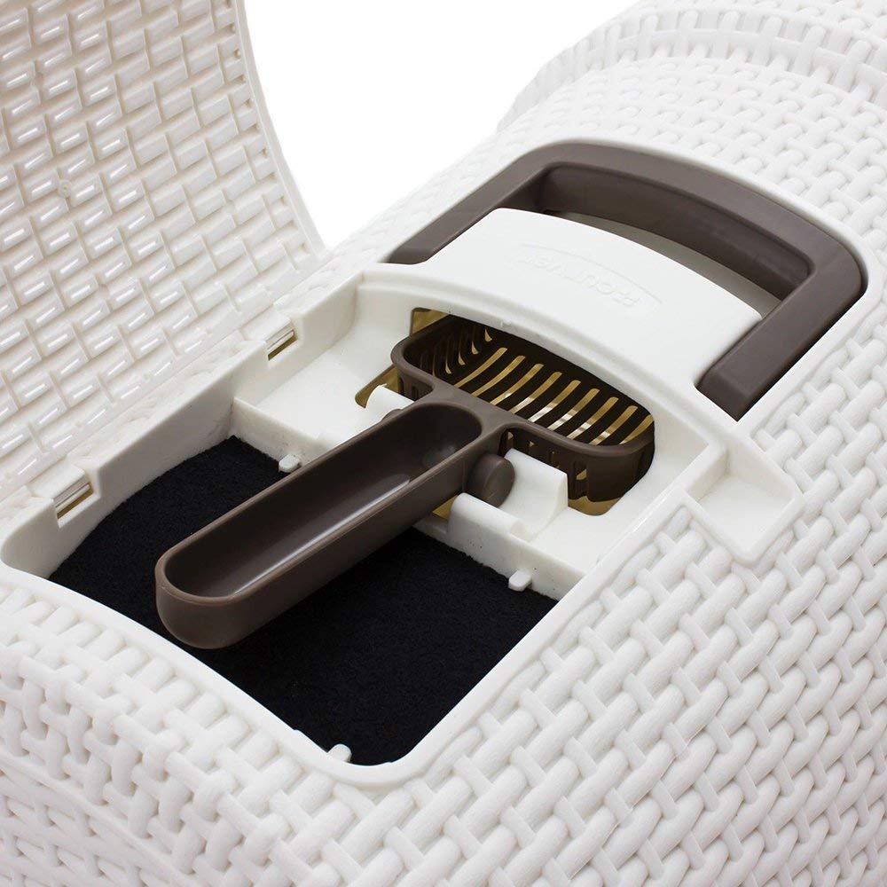 CURVER Cat Toilet House, Closed Litter Tray, Removable Bottom Compartment for Easy Cleaning - Image 4