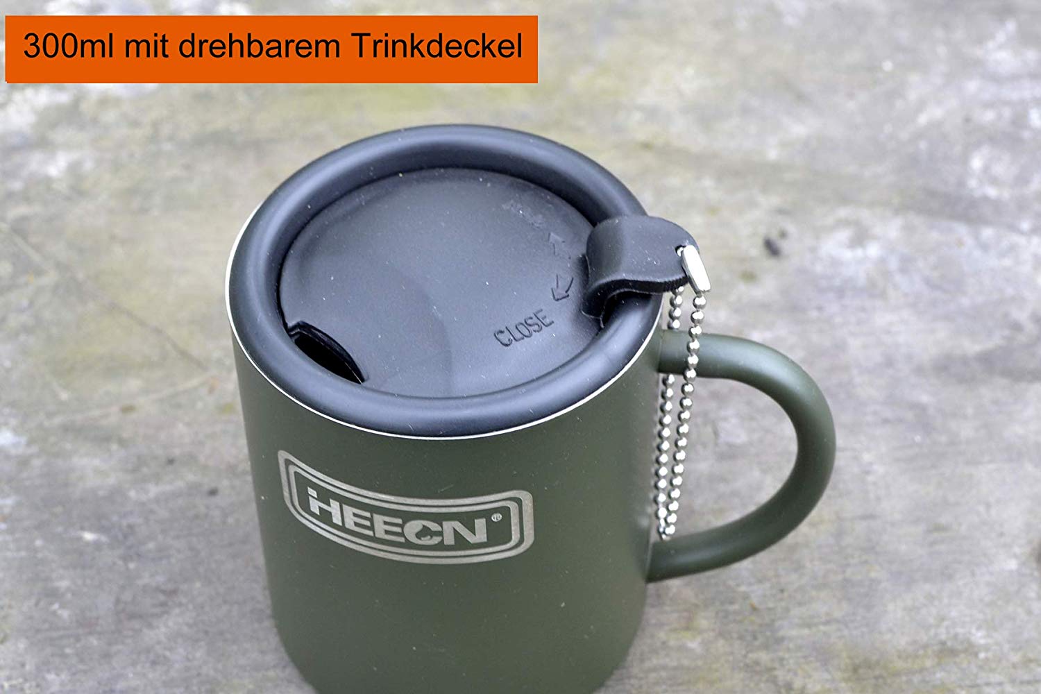 HEECN Camping Mugs, Double Walled Stainless Steel Mug for Hot Drinks with Lid, Army Green, Backpacking, Trekking, Hiking - Image 4