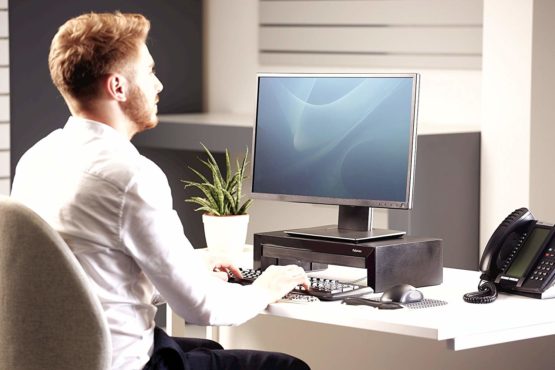 Fellowes Designer Suites Adjustable Monitor Stand, Black, 8038101 - Image 3
