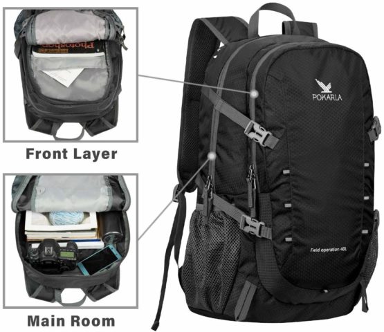POKARLA 40L Lightweight Packable Backpack Hiking Daypack Walking Rucksack Foldable Camping Sports Outdoor Knapsack for Women Men - Image 3