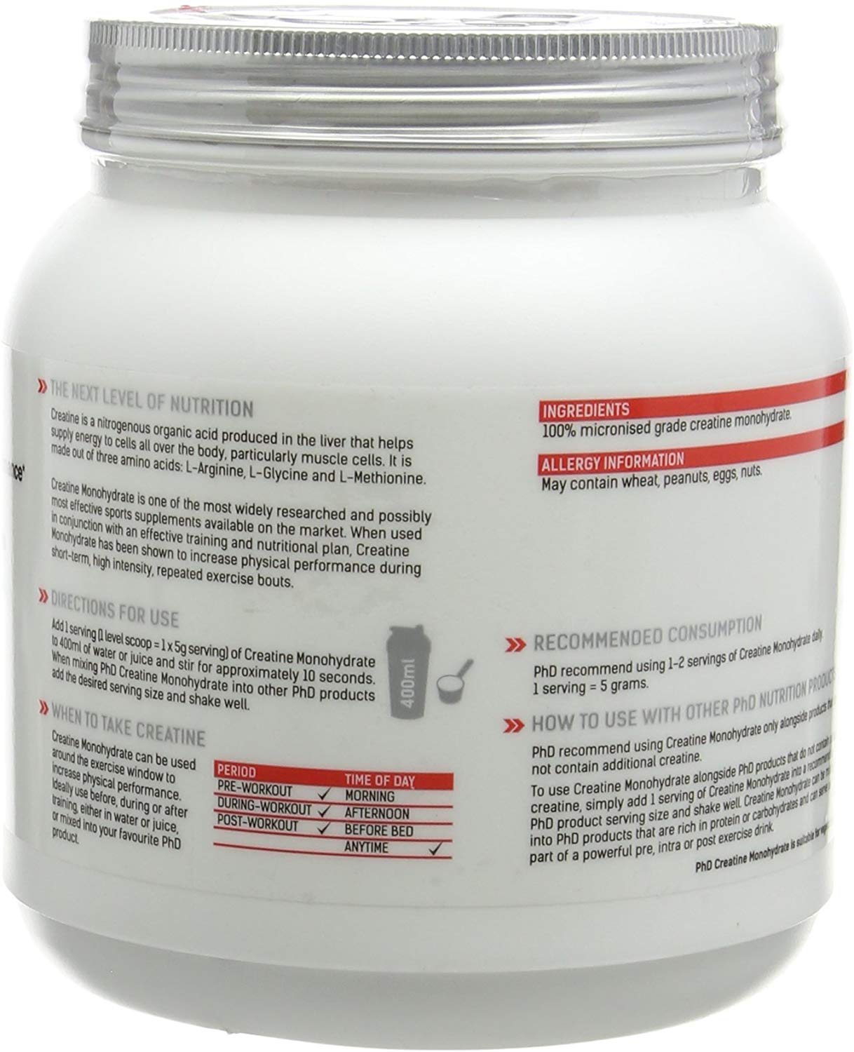 PhD Nutrition 100% Micronised Creatine Monohydrate Powder, 100% Creatine Monohydrate, 50 Servings (Pack of 1) - Image 2