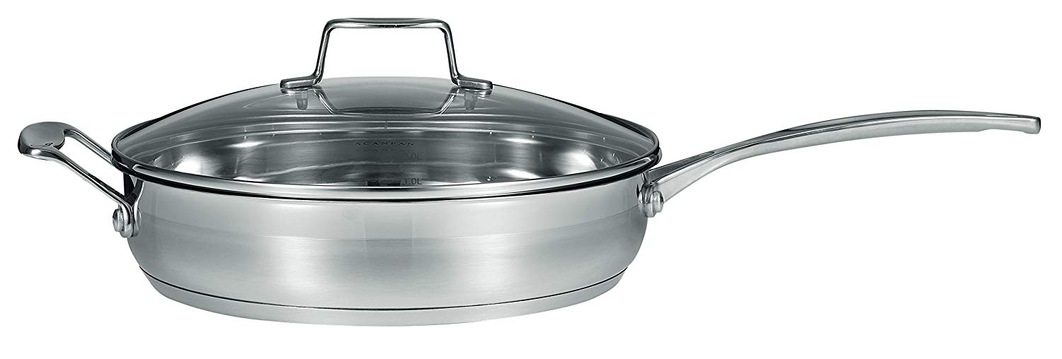 SCANPAN Impact 28 cm Saute Pan with Lid, Silver, 11" - Image 2