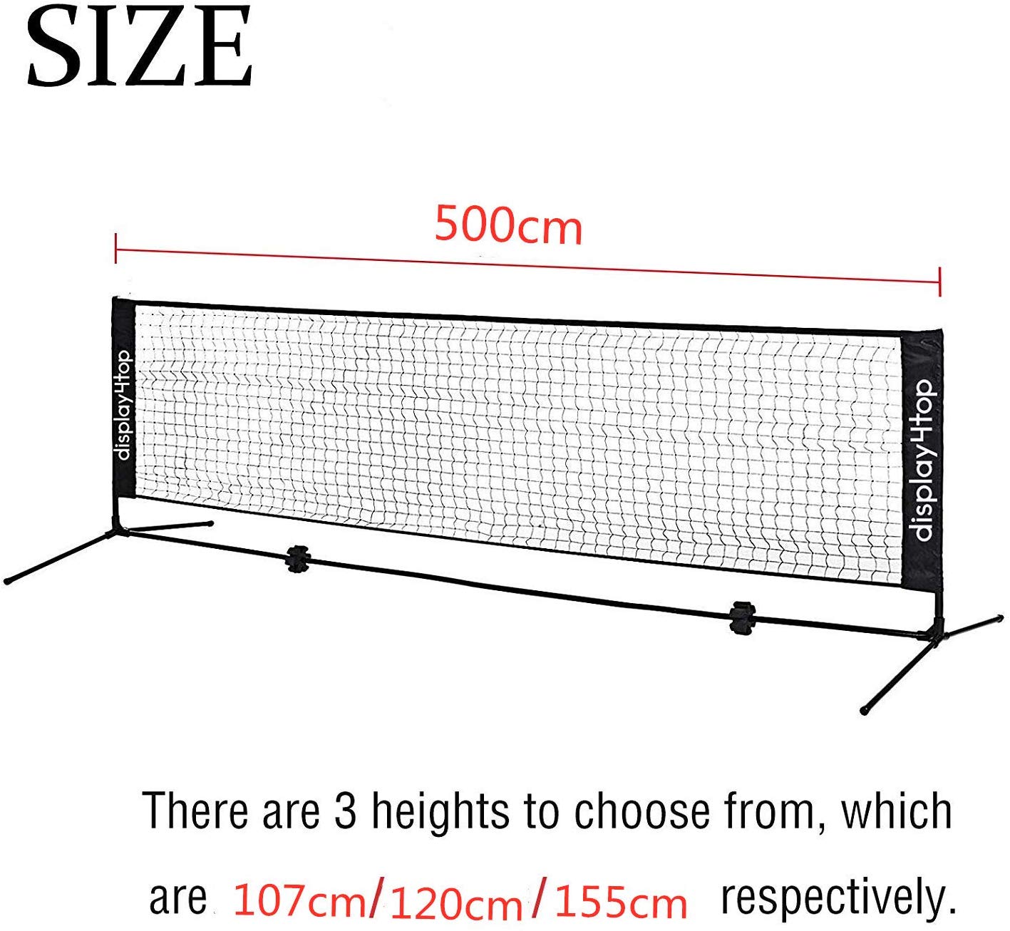display4top 5M Badminton Net Set, Volleyball Tennis Net, Height Adjustable, Portable with Portable Carry Bag - Image 2