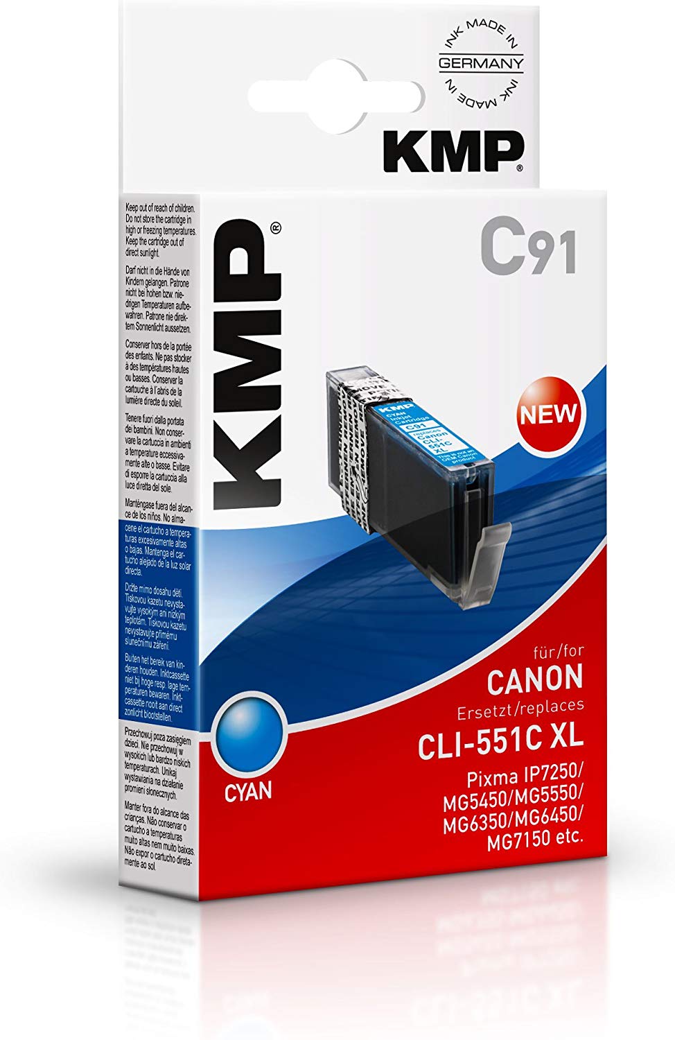KMP C91 Canon CLI-551XL Grey Premium Ink, Cyan