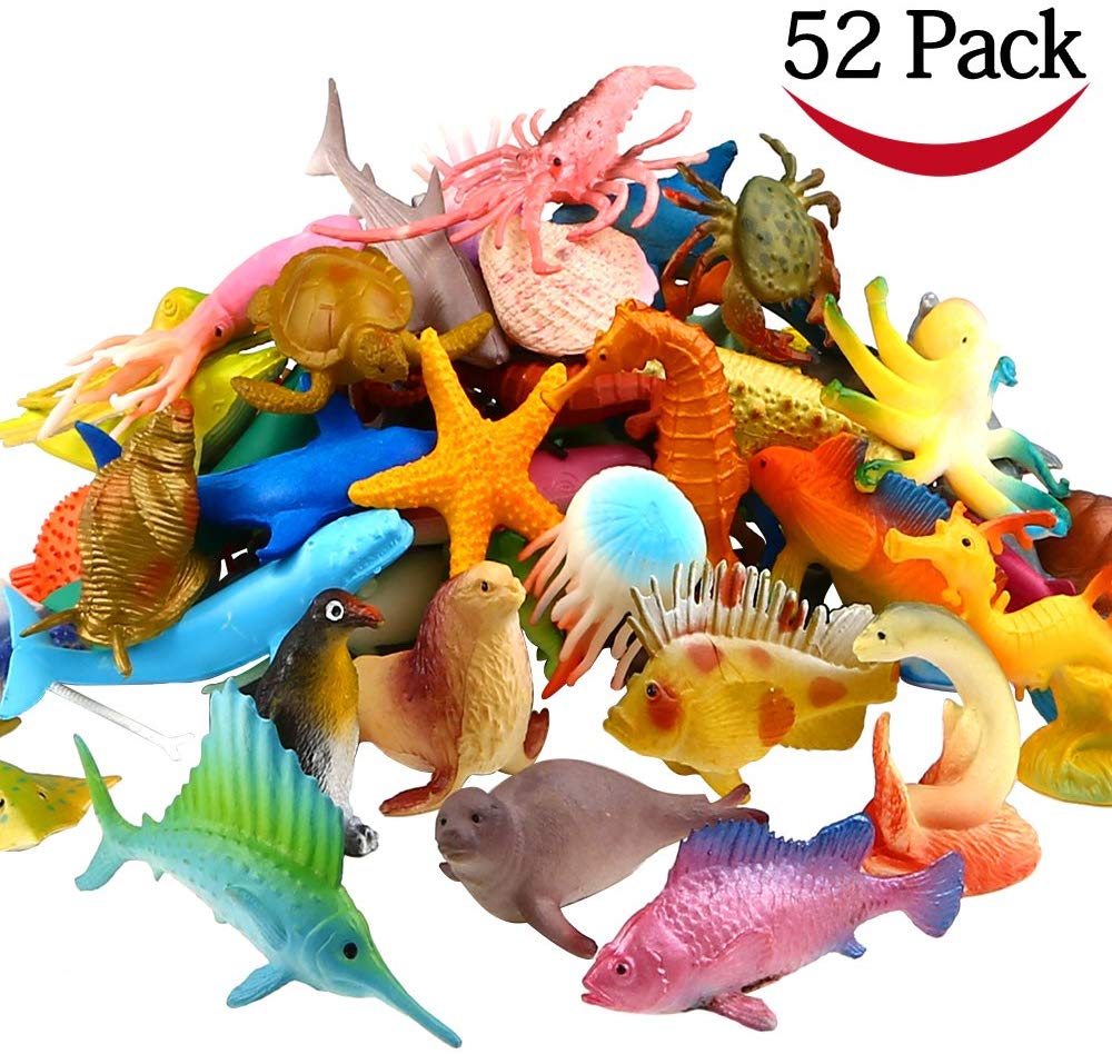 Funcorn Toys Ocean Sea Animal, 52 Pack Assorted Mini Vinyl Plastic