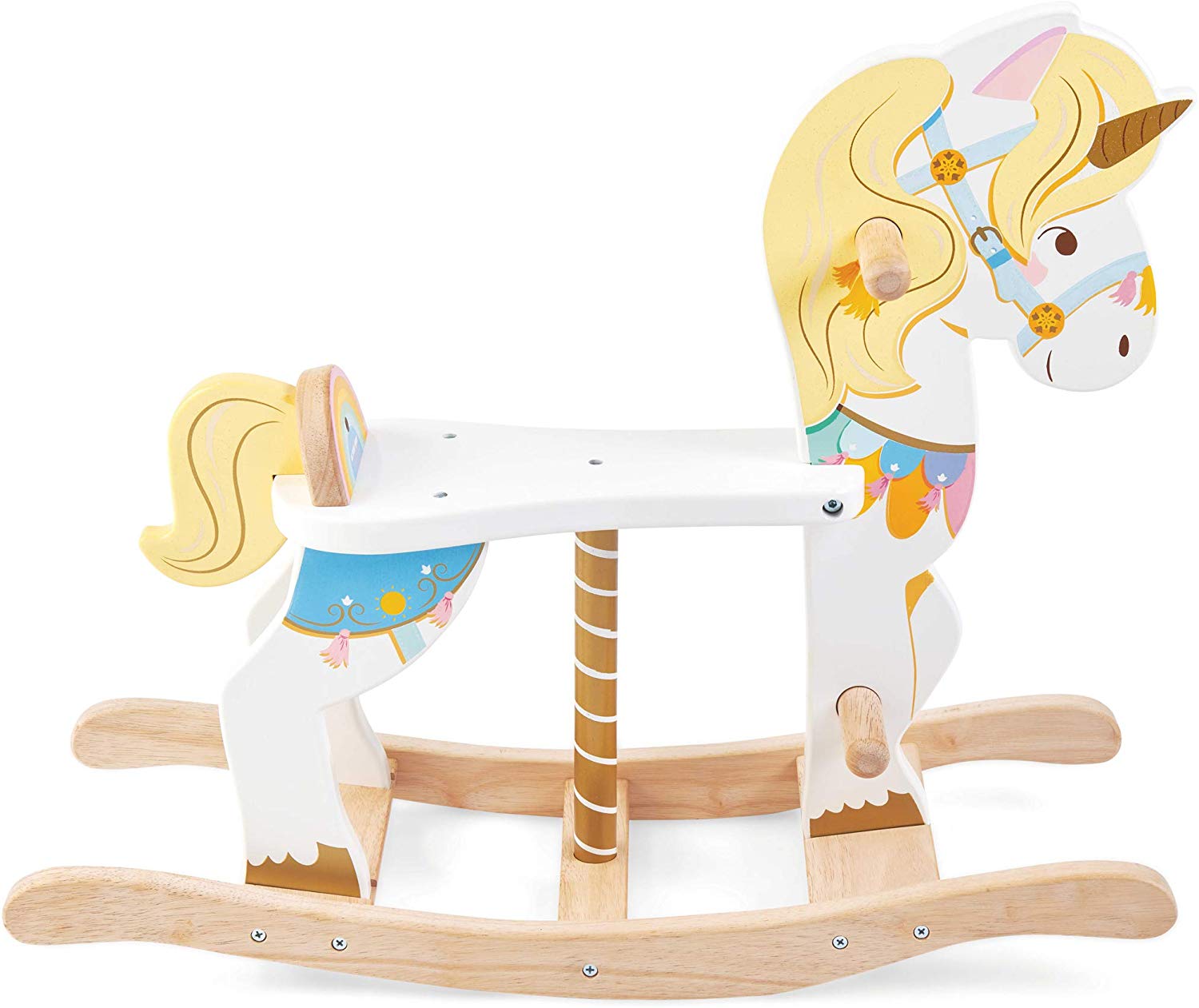 Le Toy Van - Petilou Wooden Multi-Sensory Colourful Wooden Pastel Rocking Unicorn Carousel Toy For Toddlers - Image 2