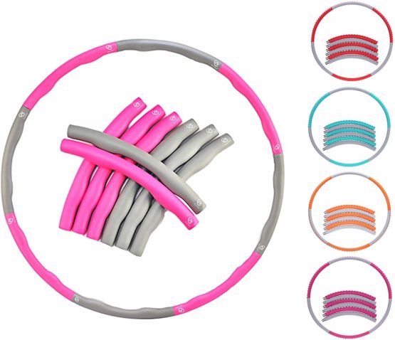 EVER RICH ® FitnessWave Weighted Fitness Exercise Hula Hoop (Pink - Grey)