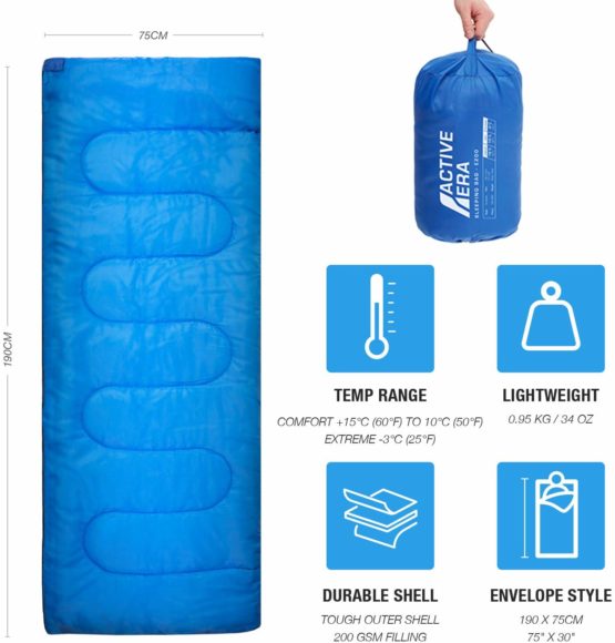 Premium Envelope Sleeping Bag for Adults and Kids, Lightweight & Warm for Traveling, Camping, Hiking, Indoor & Outdoor Activities - 190 x 75cm - Image 2