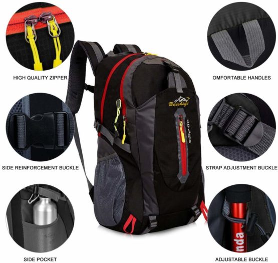 40L Lightweight Hiking Backpack, Baishiqi Multi-functional Water-resistant Casual Camping Trekking Rucksack for Cycling Travel Climbing Mountaineer Outdoor Sport - Image 2