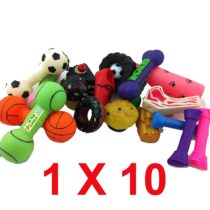 Bumper Selection of Squeaky Vinyl Dog Toys - Pack of 10 - Medium