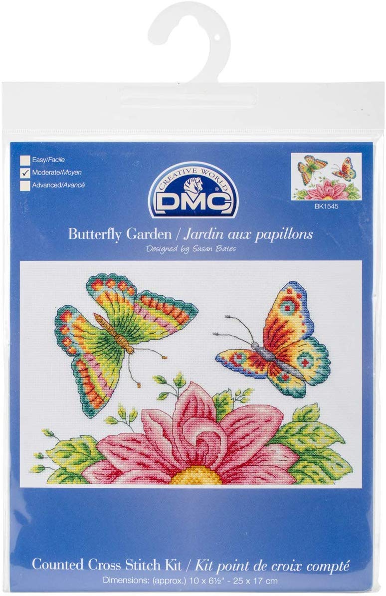 DMC "Butterfly Garden 14 Count Cross Stitch Kit, Multi-Colour, Multi Colour, 17.78x21.59x0.63 cm - Image 2