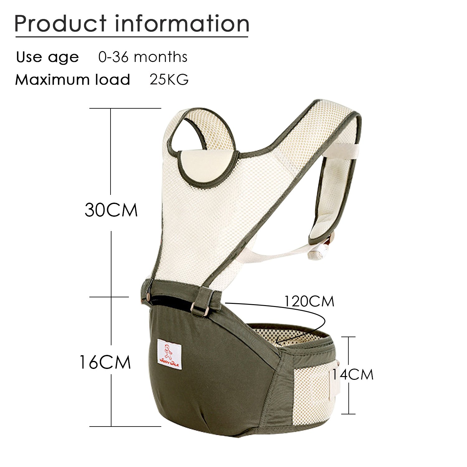 SONARIN 2020 All Seasons Multi-Functional Hipseat Baby Carrier,3D Hollow Breathable Net - Image 3