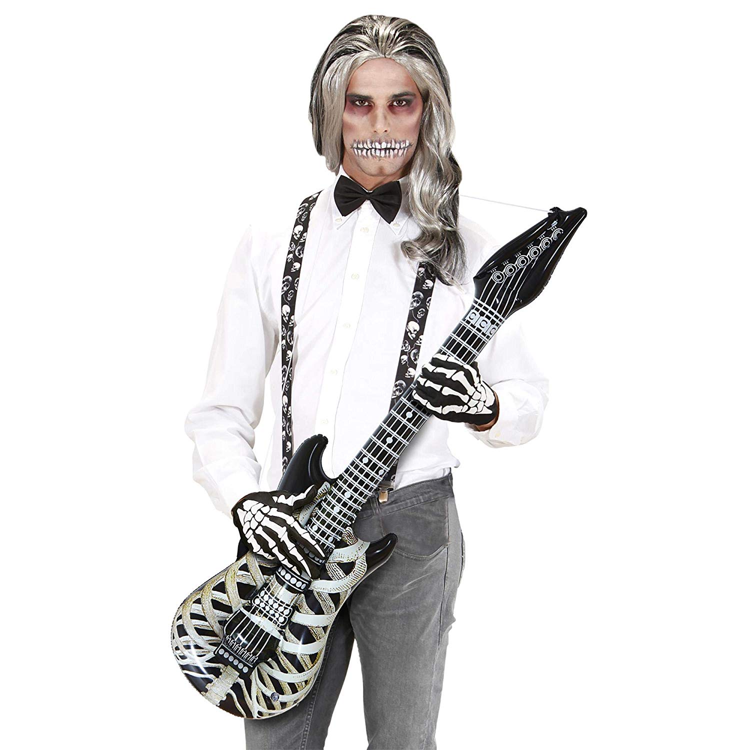 Widmann 04753 - Inflatable Skeleton Guitar With Strap, Adult Unisex, Length 105 cm, Rock Star, Punk, Musicians, Carnival, Theme Parties - Image 4