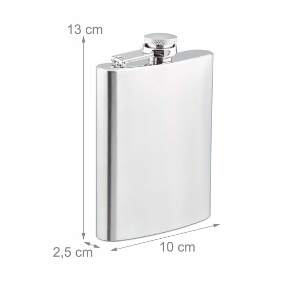 Relaxdays 7-Piece Stainless Steel Flask Set, 200 ml Flask with Funnel and 4 Cups for Camping and Festivals, Silver - Image 2